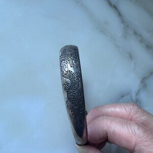 Engraved Silver Dragon Bangle